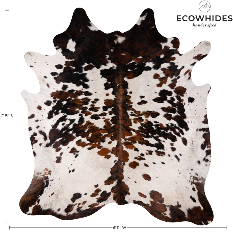Tricolor Cowhide Rug Size 7'10'' L X 6'11'' W 4993 , Stain Resistant Fur | eCowhides