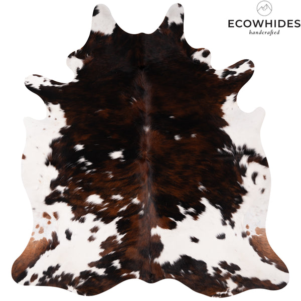 Dark Tricolor Cowhide Rug Size 6'8'' L x 6' W 4998