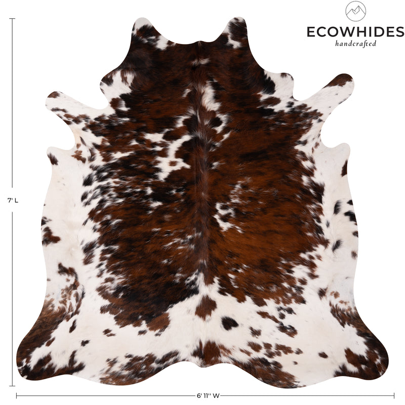 Tricolor Cowhide Rug Size 7' L X 6'11'' W 5027 , Stain Resistant Fur | eCowhides