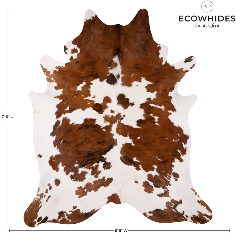 Tricolor Cowhide Rug Size 7'6'' L X 6'6'' W 5049 , Stain Resistant Fur | eCowhides