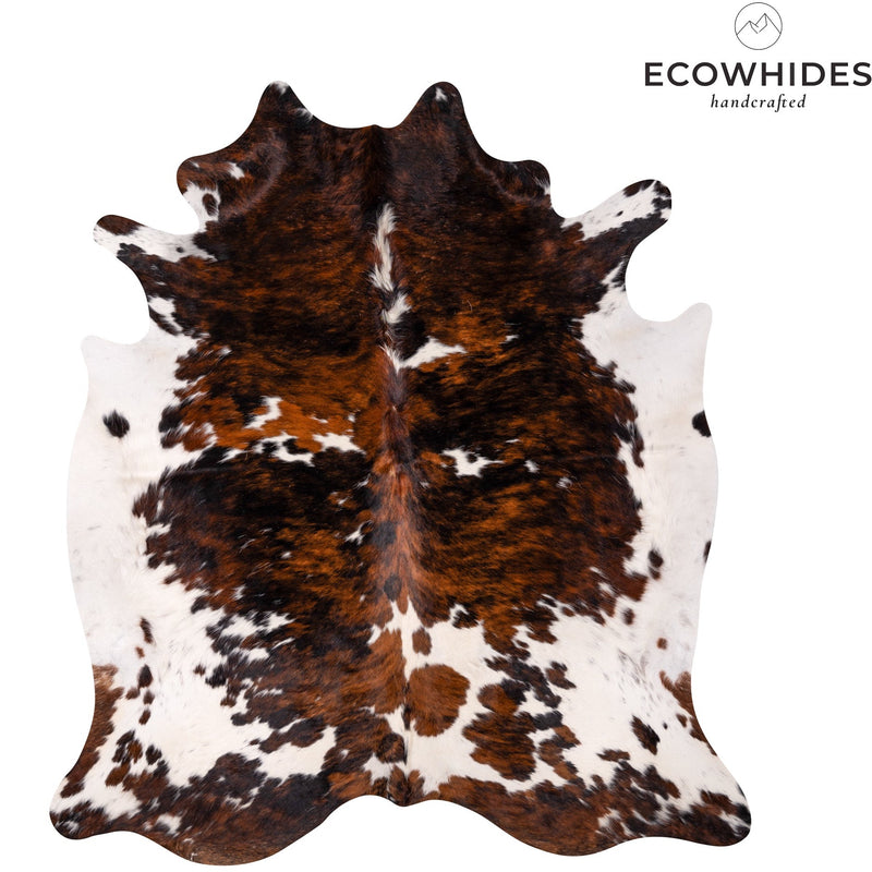 Tricolor Cowhide Rug Size 7'6'' L X 6'9'' W 5052 , Stain Resistant Fur | eCowhides