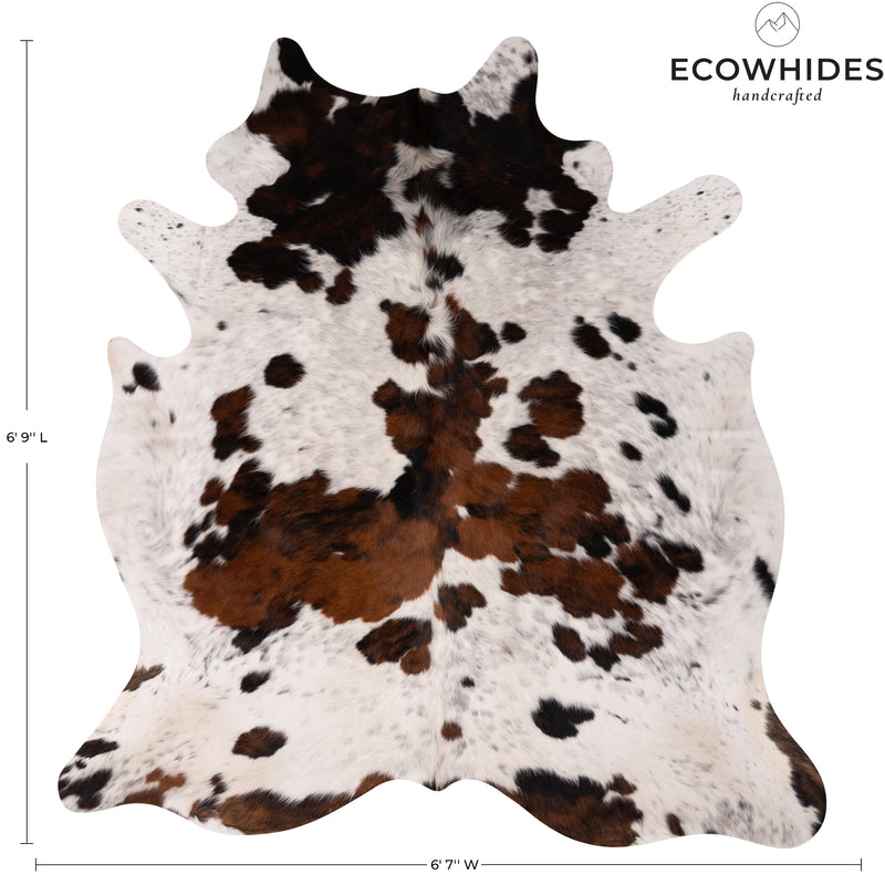 Tricolor Cowhide Rug Size 6'9'' L X 6'7'' W 5074 , Stain Resistant Fur | eCowhides