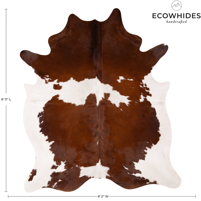 Brown And White Cowhide Rug Size 6'11" L X 6'2'' W 5181 , Stain Resistant Fur | eCowhides