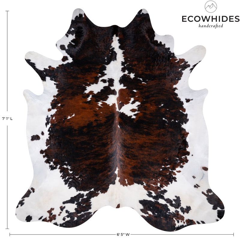 Tricolor Cowhide Rug Size 7'1'' L X 6'5'' W 5207 , Stain Resistant Fur | eCowhides