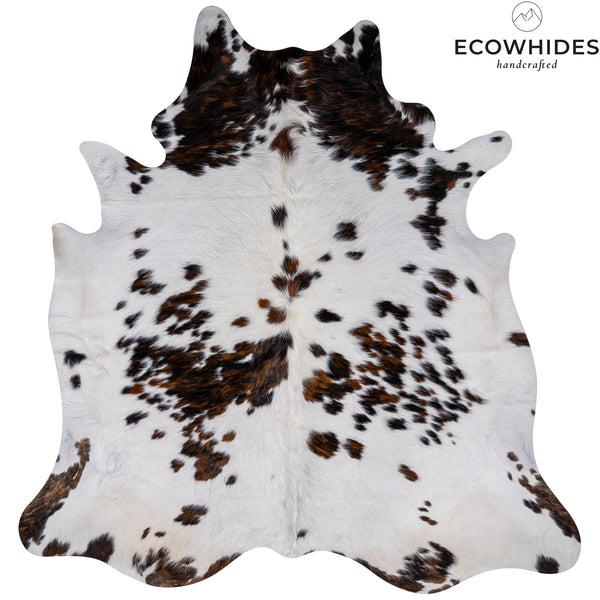 White Tricolor Cowhide Rug Size 6'11'' L X 6'7'' W 5212 , Stain Resistant Fur | eCowhides