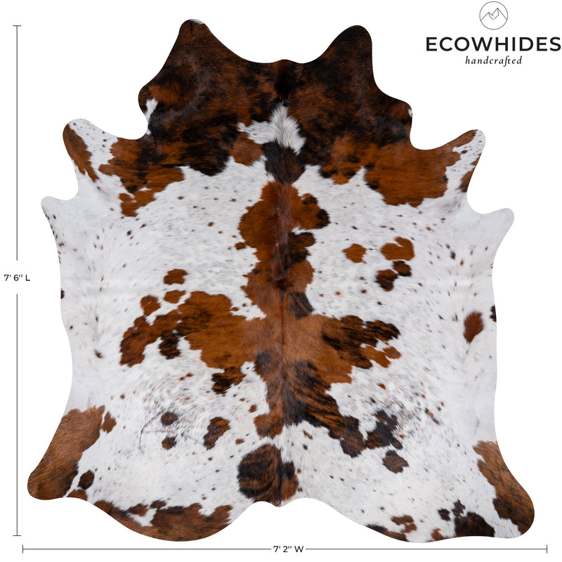 Tricolor Cowhide Rug Size 7'6'' L X 7'2'' W 5229 , Stain Resistant Fur | eCowhides