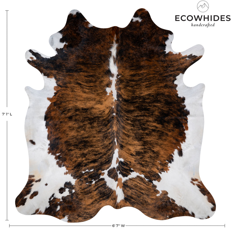 Tricolor Cowhide Rug Size 7'1'' L X 6'7'' W 5232 , Stain Resistant Fur | eCowhides