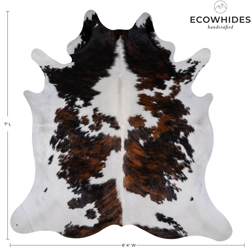 Tricolor Cowhide Rug Size 7' L X 6'4'' W 5258 , Stain Resistant Fur | eCowhides
