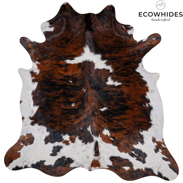 Tricolor Cowhide Rug Size 6'8'' L X 6'4'' W 5262 , Stain Resistant Fur | eCowhides