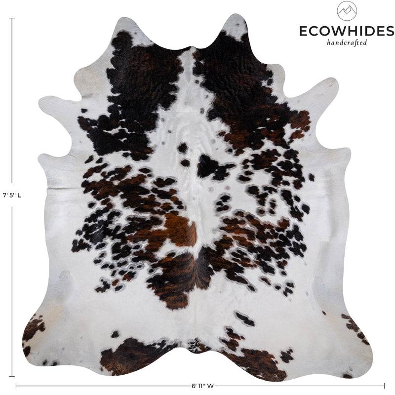 Tricolor Cowhide Rug Size 7'5'' L X 6'11'' W 5266 , Stain Resistant Fur | eCowhides