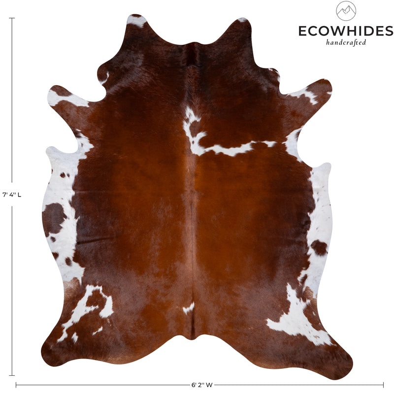 Brown And White Cowhide Rug Size 7'4'' L X 6'2'' W 5268 , Stain Resistant Fur | eCowhides