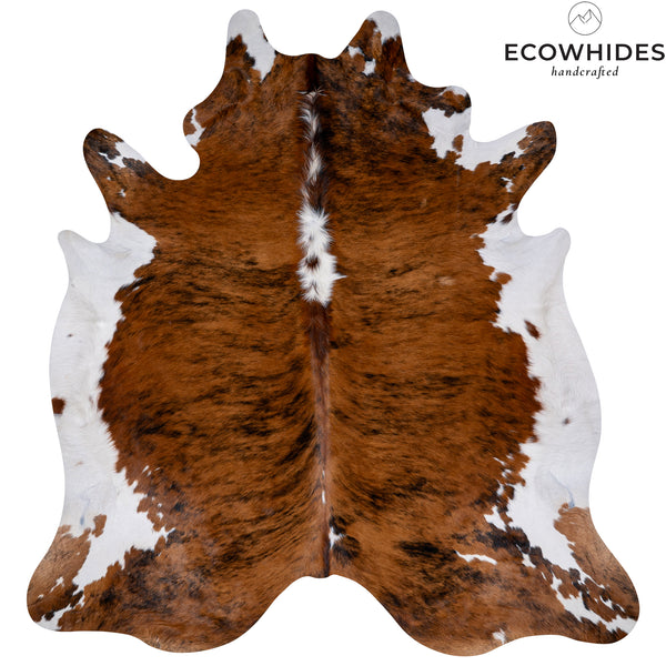 Brindle White Belly Cowhide Rug Size 7'3'' L X 6'8'' W 5275 , Stain Resistant Fur | eCowhides