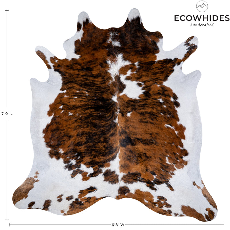 Tricolor Cowhide Rug Size 7' L X 6'8'' W 5301 , Stain Resistant Fur | eCowhides