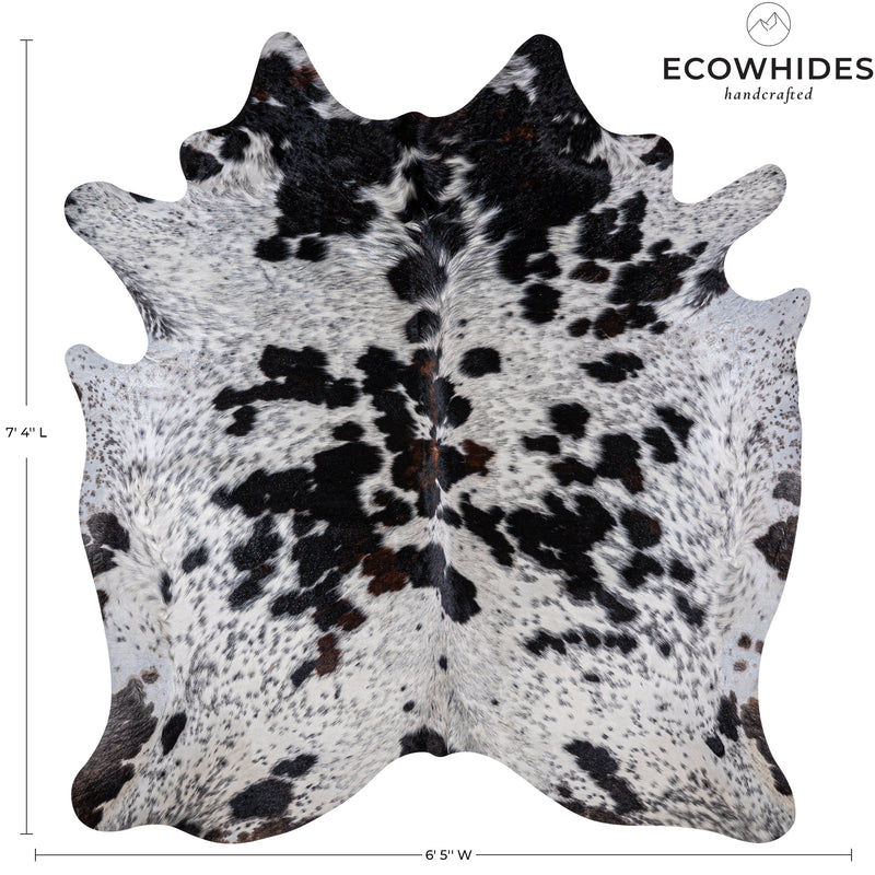Dark Tricolor Cowhide Rug Size 7'4'' L X 6'5'' W 5304 , Stain Resistant Fur | eCowhides