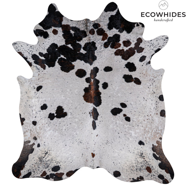 White Tricolor Cowhide Rug Size 7'9'' L X 6'9'' W 5314 , Stain Resistant Fur | eCowhides