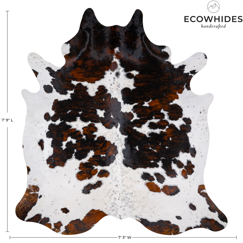Tricolor Cowhide Rug Size 7'9'' L X 7'3'' W 5319 , Stain Resistant Fur | eCowhides