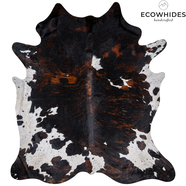 Dark Tricolor Cowhide Rug Size 8' L X 7'3'' W 5320 , Stain Resistant Fur | eCowhides