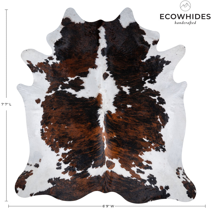 Tricolor Cowhide Rug Size 7'7'' L X 6'9'' W 5331 , Stain Resistant Fur | eCowhides