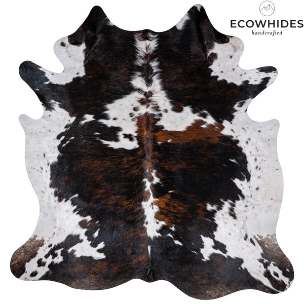 Tricolor Cowhide Rug Size 7'8'' L X 7'4'' W 5333 , Stain Resistant Fur | eCowhides