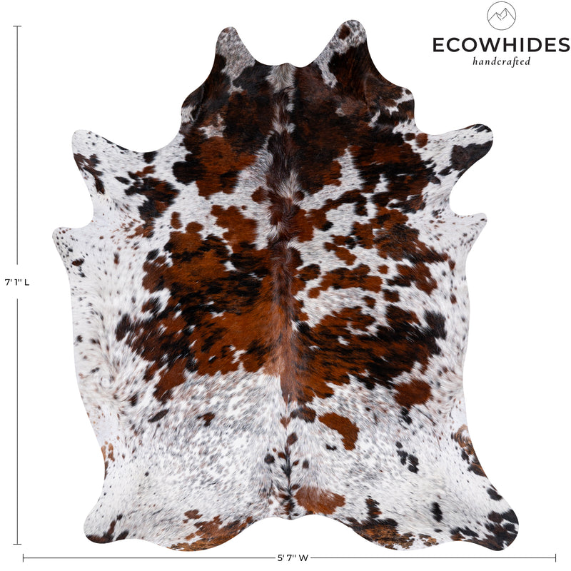 Tricolor Cowhide Rug Size 7'1'' L X 5'7'' W 5346 , Stain Resistant Fur | eCowhides