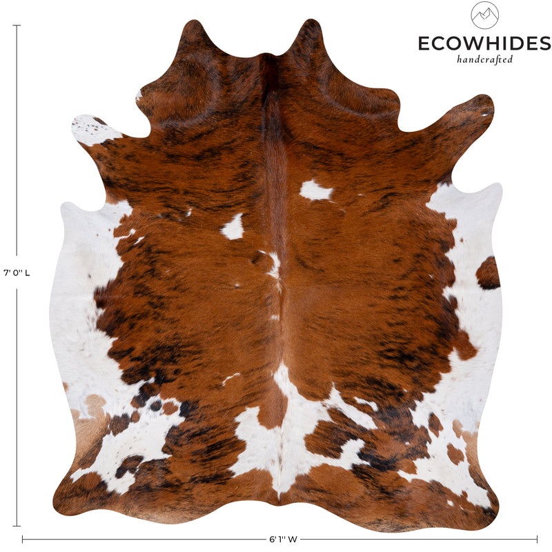 Tricolor Cowhide Rug Size 7' L X 6'1'' W 5376 , Stain Resistant Fur | eCowhides