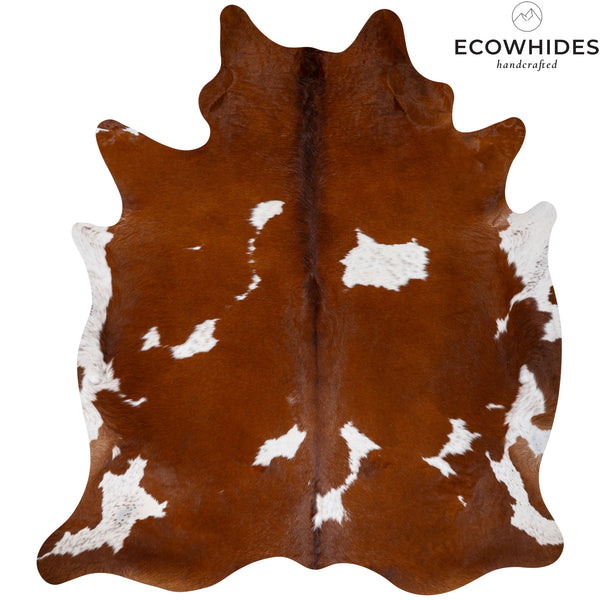 Brown and White Cowhide Rug Size  7' L x 6' W 5635