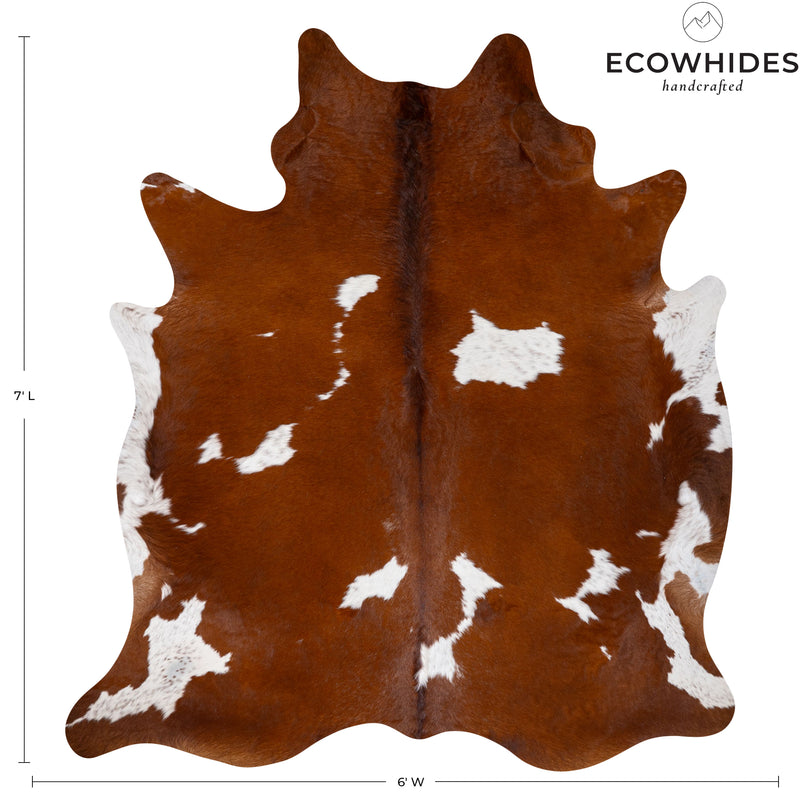 Brown and White Cowhide Rug Size  7' L x 6' W 5635