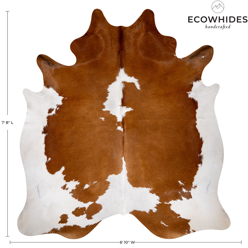 Brown and White Cowhide Rug Size  7'8" L x 6'10" W 5640