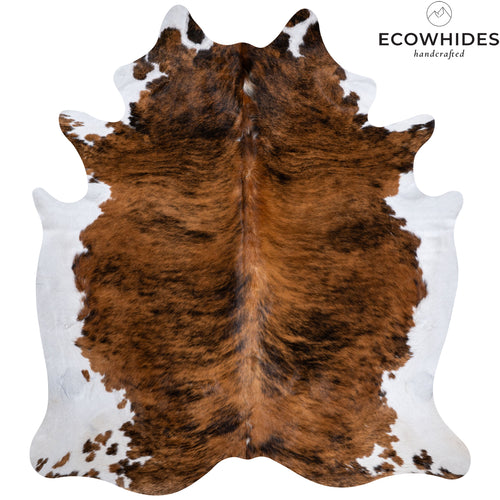 Brindle White Belly Cowhide Rug , Natural Suede Leather | eCowhides