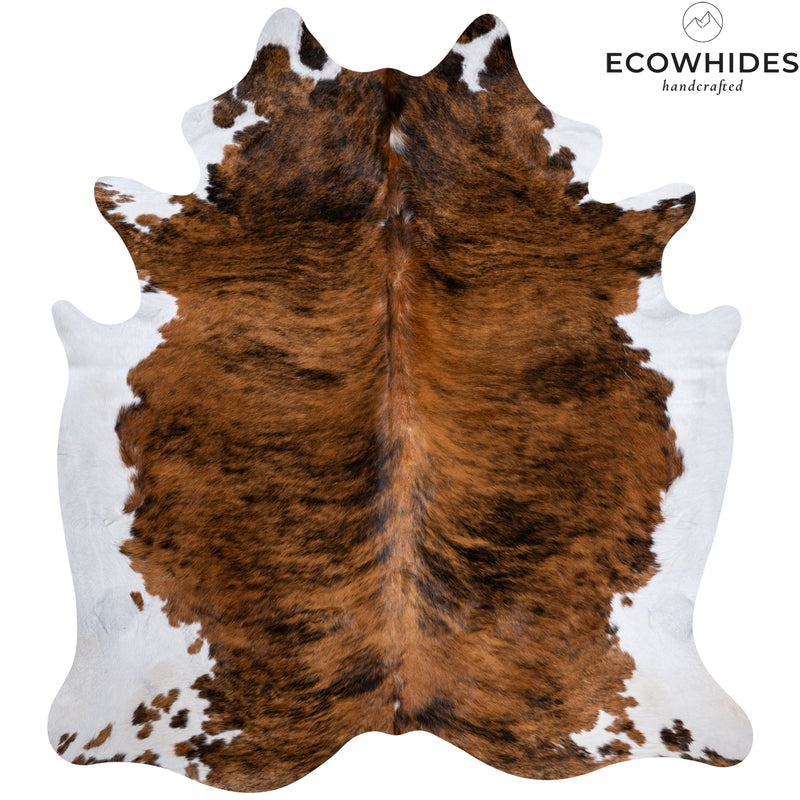 Brindle White Belly Cowhide Rug , Natural Suede Leather | eCowhides