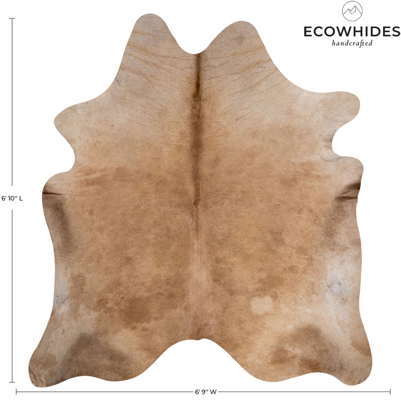 Brazilian Beige Cowhide Rug Size 6'10" L x 6'9" W 6152