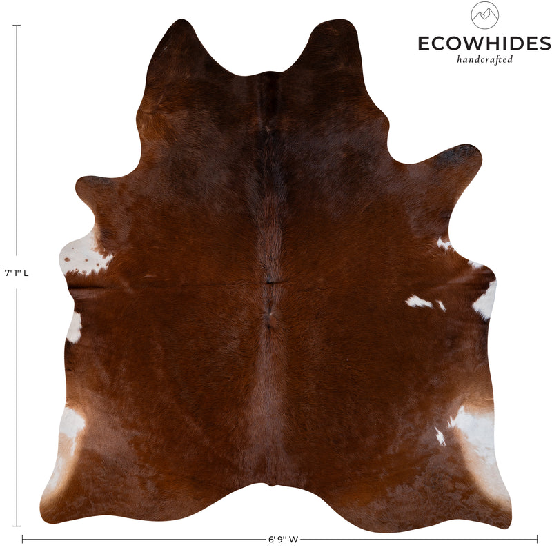 Brazilian Brown Cowhide Rug Size 7'1" L x 6'9" W 6868