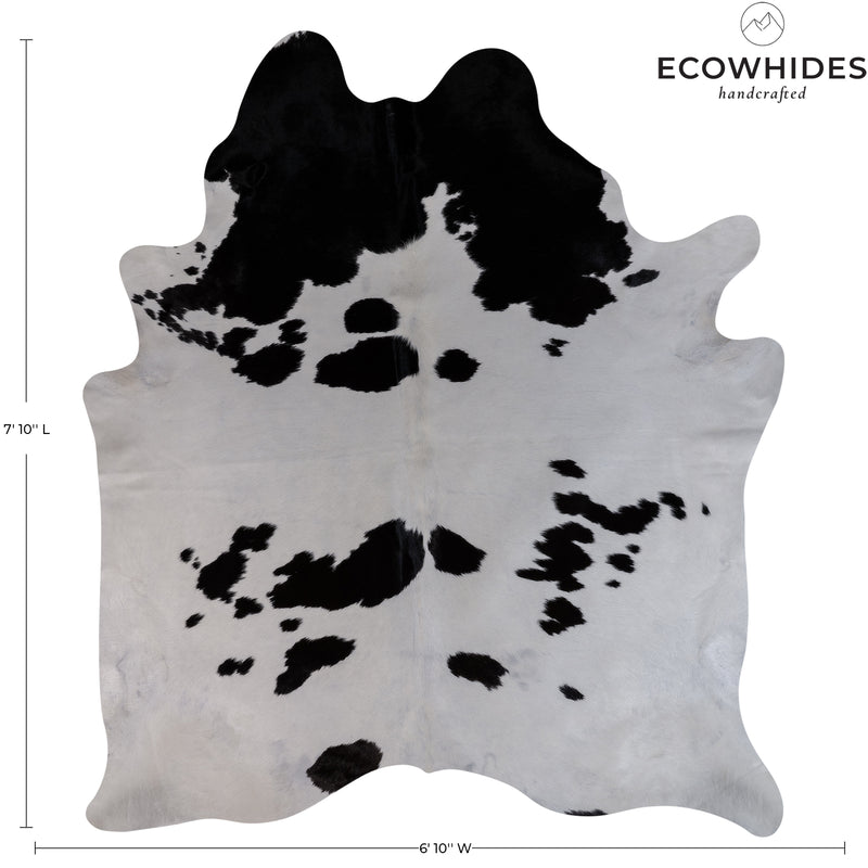 Brazilian Black and White Cowhide Rug Size 7'10" L x 6'10" W 6906