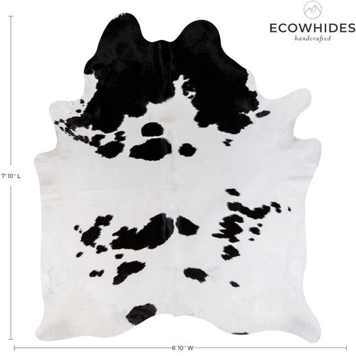 Brazilian Black and White Cowhide Rug Size 7'10" L x 6'10" W 6906