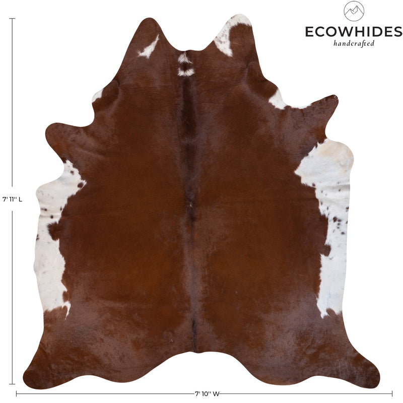 Brazilian Brown and White Cowhide Rug Size 7'11" L x 7'10" W 6913