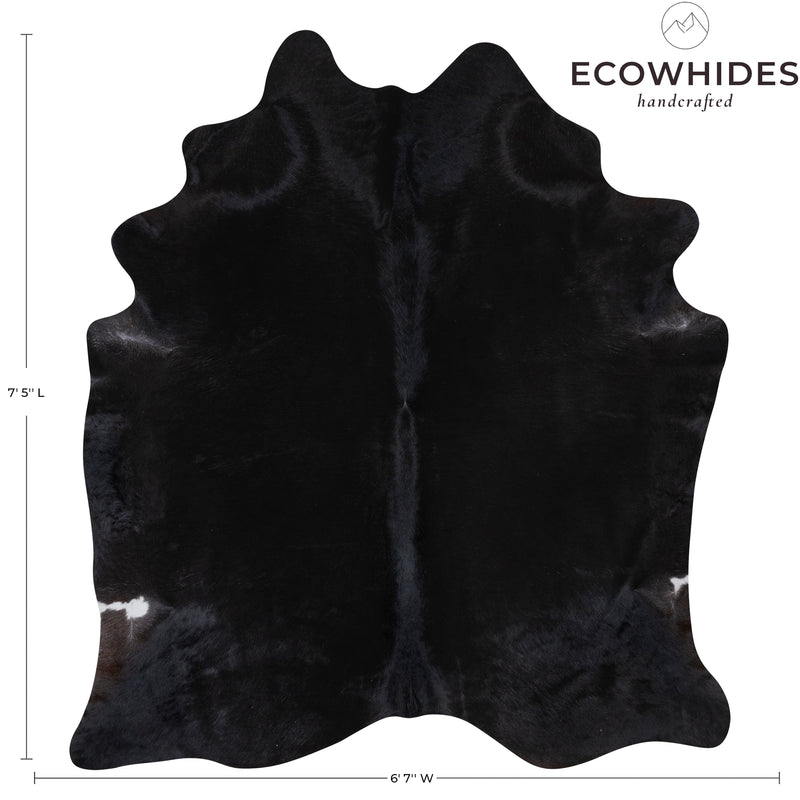 Brazilian Black Cowhide Rug Size 7'5" L x 6'7" W 7220