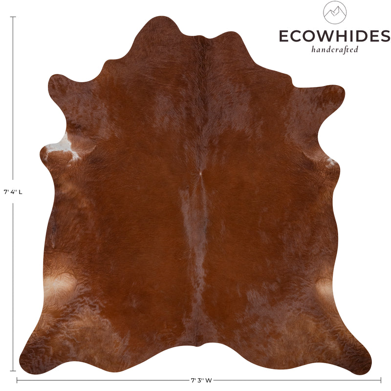 Brazilian Brown Cowhide Rug Size 7'4" L x 7'3" W 7247