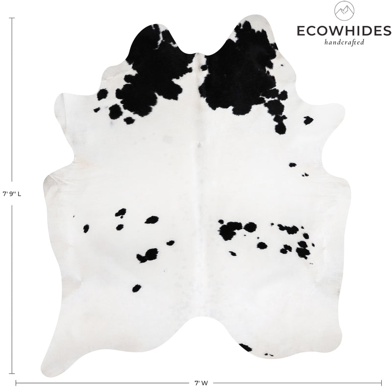 Brazilian Black and White Cowhide Rug Size 7'9" L x 7' W 7634