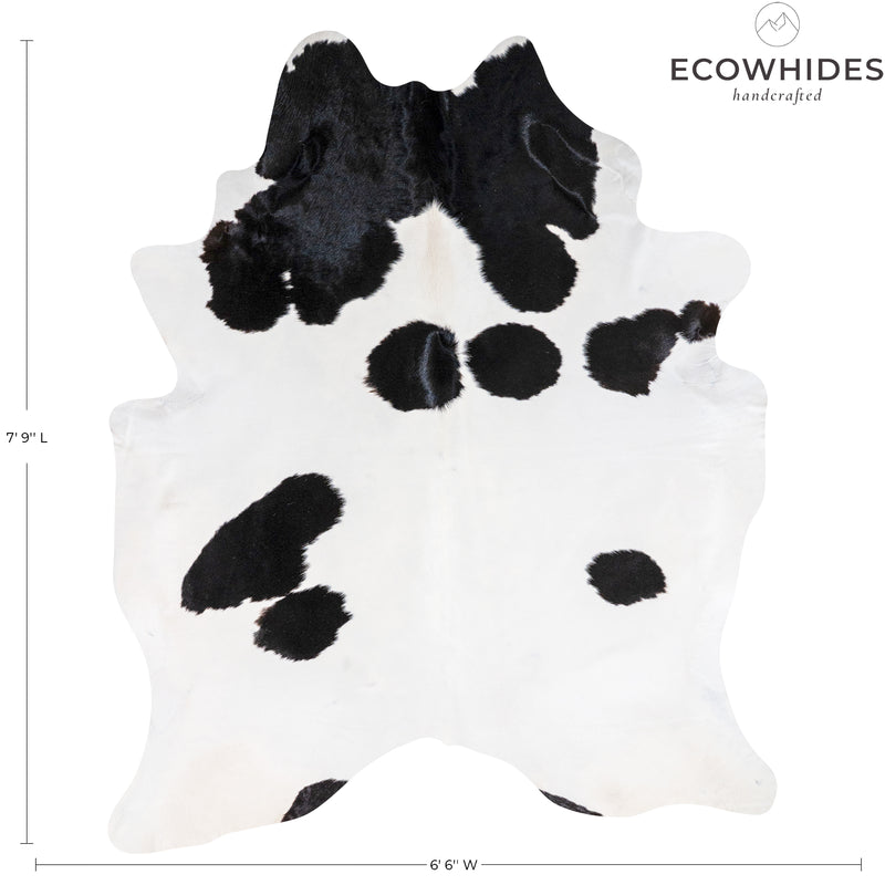 Brazilian Black and White Cowhide Rug Size 7'9" L x 6'6" W 7641