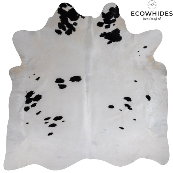 Brazilian Black and White Cowhide Rug Size 6'10" L x 7'2" W 7643