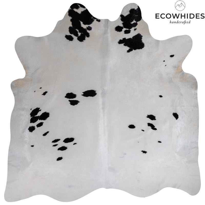 Brazilian Black and White Cowhide Rug Size 6'10" L x 7'2" W 7643