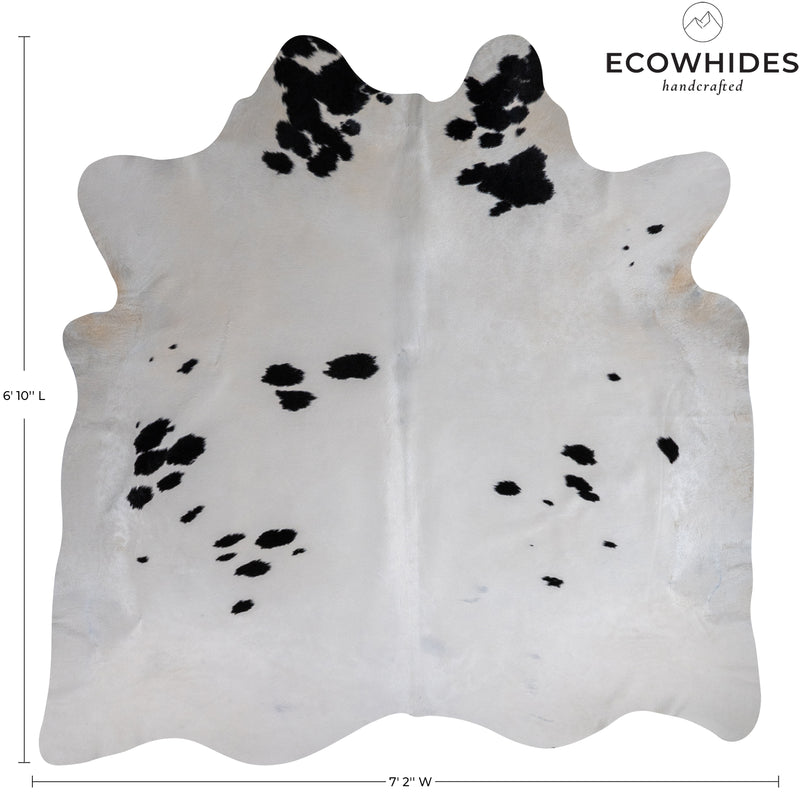 Brazilian Black and White Cowhide Rug Size 6'10" L x 7'2" W 7643