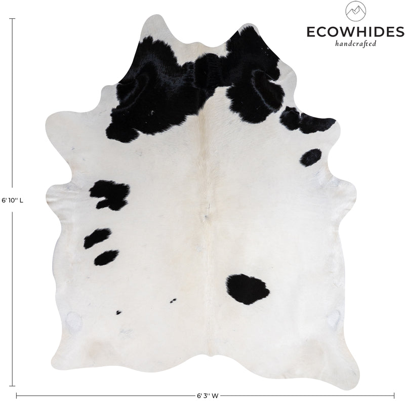 Brazilian Black and White Cowhide Rug Size 6'10" L x 6'3" W 7646