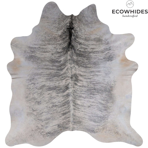 Close-up of grey brindle cowhide hair texture, streaked pattern