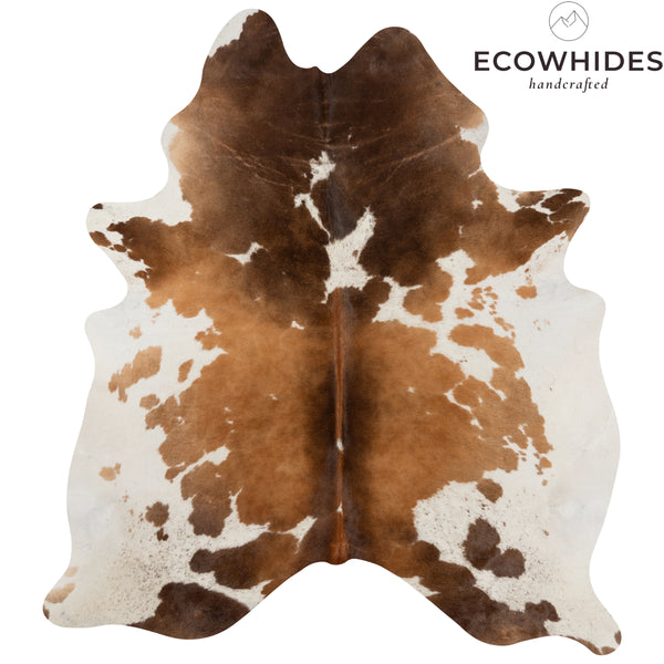 Brazilian Chocolate and White Cowhide Rug Size 7'3" L x 6'4" W 8235