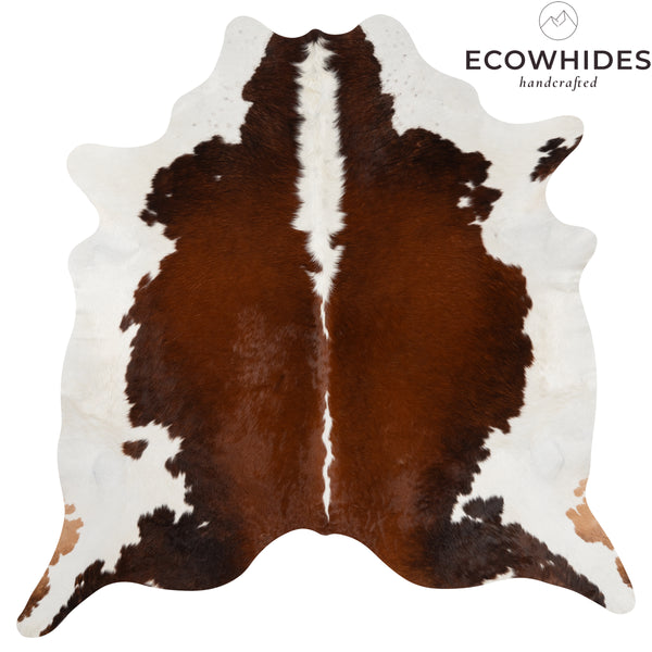 Brazilian Chocolate and White Cowhide Rug Size 6'5" L x 7'4" W 8239