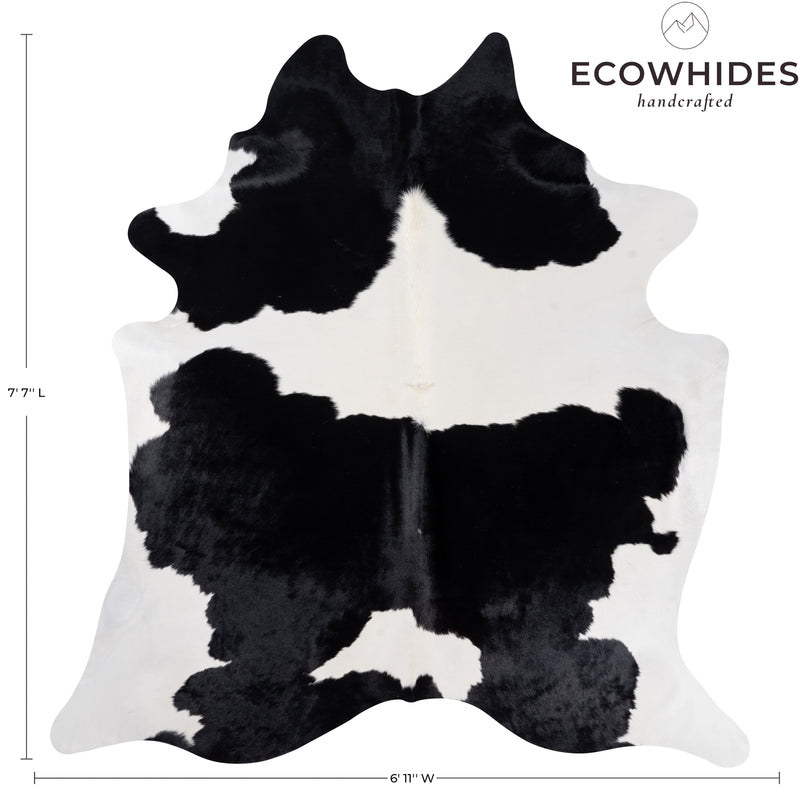 Brazilian Black and White Cowhide Rug Size 7'7" L x 7'0" W 8284