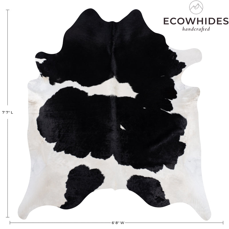 Brazilian Black and White Cowhide Rug Size 7'1" L x 6'10" W 8286