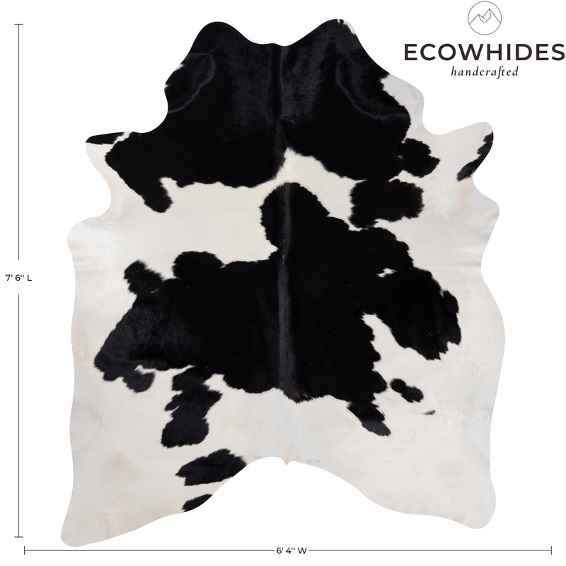 Brazilian Black and White Cowhide Rug Size 7'6" L x 6'4" W 8295