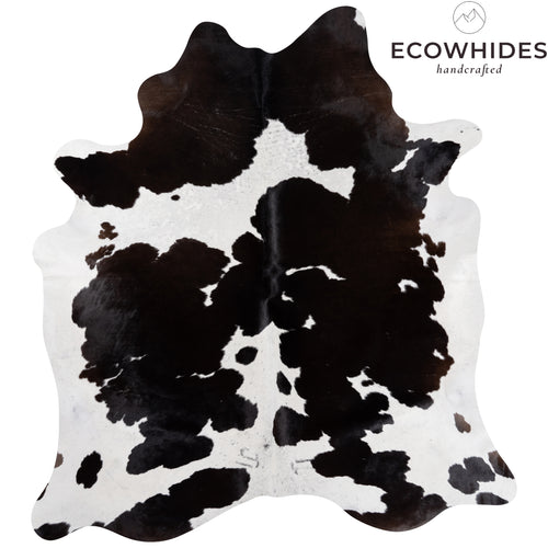 Brazilian Black and White Cowhide Rug Size 7'5" L x 6'10" W 8296